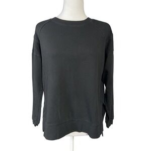 Sweaty Betty Pullover Womens XXS Black Long Sleeve‎ Crewneck Sweatshirt Slit Hem